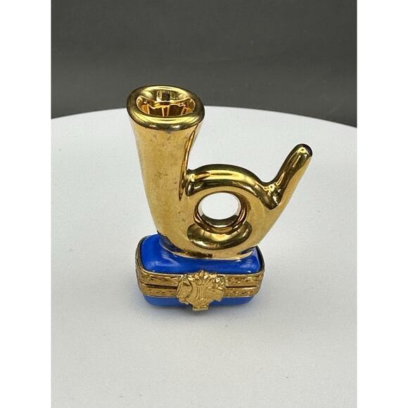 Limoges Peint Main Porcelain Trinket Box Hunting Horn Tiny Fox Signed Limit Ed. - Picture 2 of 11